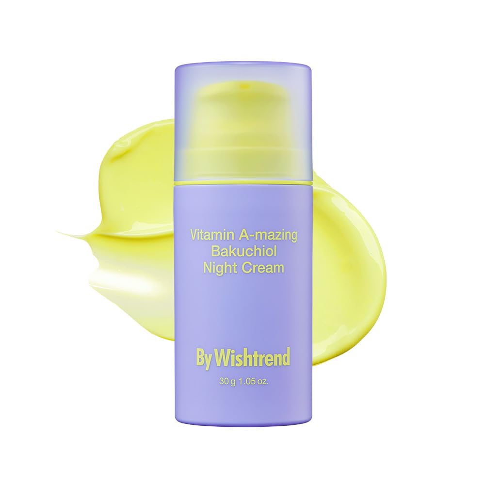 By Wishtrend Vitamin A-mazing Bakuchiol Night Cream - Anti-Aging Face Moisturizer | Retinal & Bakuchiol | Boosts Elasticity, Reduces Fine Lines & Wrinkles, Promotes Cell Renewal, Youthful Skin, 30g Wishtrend