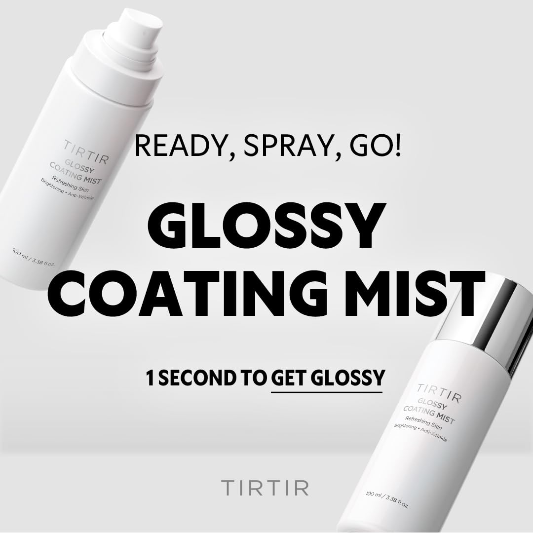 TIRTIR Glossy Coating Mist 100ml, Illuminating Polyglutamic Acid Face Mist for Fresh, Glowing Skin,Cooling, Soothing, Makeup Prep Spray tirtir