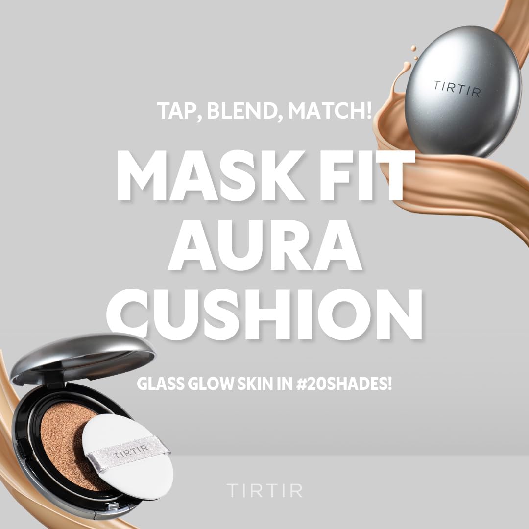 TIRTIR Mask Fit Aura Cushion Foundation, Full coverage, Skin fit, Satin Glow Finish, Korean Cushion Foundation #43N DEEP COCOA, 4.5g Beauty Matters