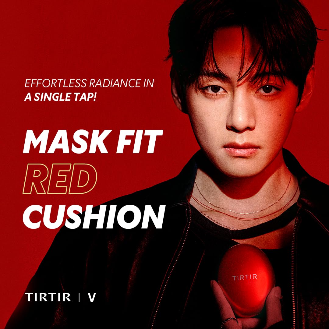 TIRTIR Mask Fit Red Cushion Foundation, Full coverage, Skin fit, Satin Glow Finish, Korean Cushion Foundation  #55N ESPRESSO, 4.5g TirTir