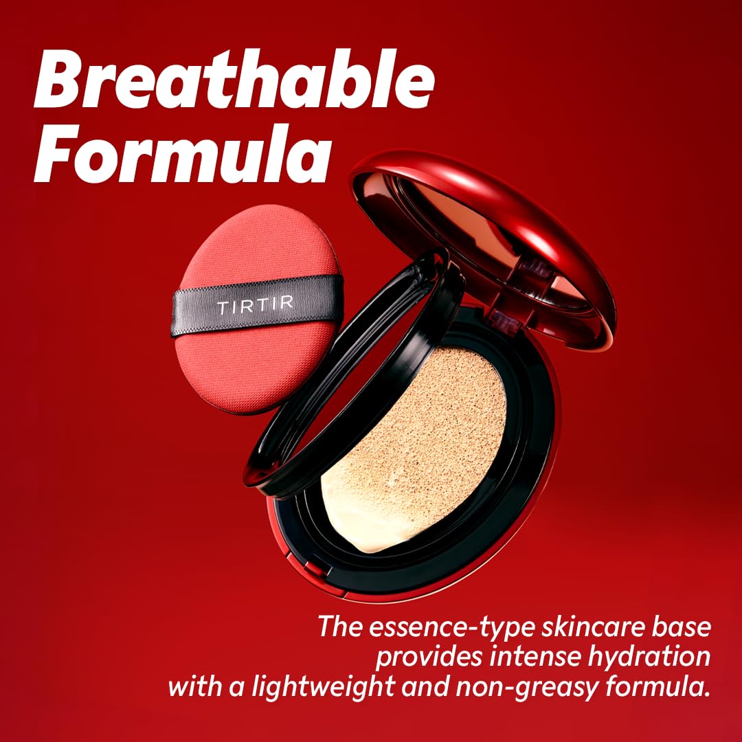 TIRTIR Mask Fit Red Cushion Foundation, Full coverage, Skin fit, Satin Glow Finish, Korean Cushion Foundation #29C TAUPE BEIGE, 4.5g TirTir