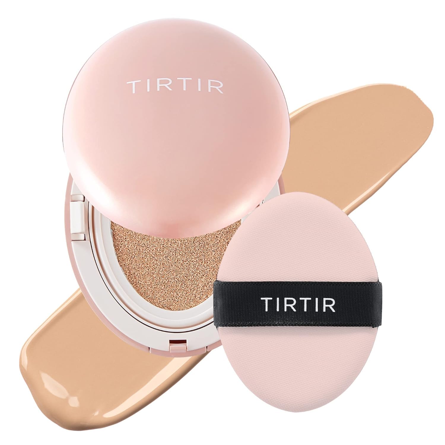 TIRTIR Mask All-Cover Cushion Foundation, Full coverage, Skin fit, Satin Glow Finish, Korean Cushion Foundation #24N LATTE, 4.5g TirTir
