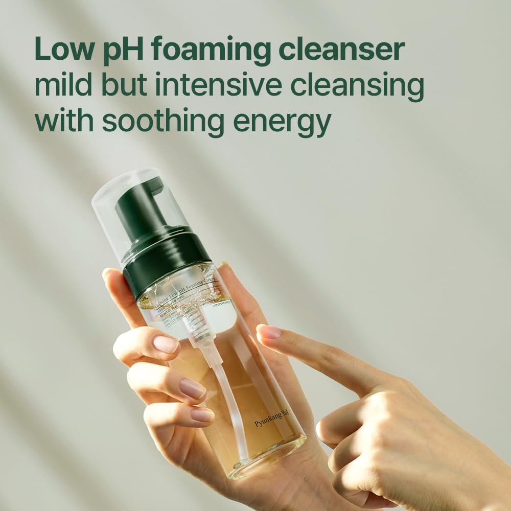 Pyunkang Yul PKY Calming Low pH Foaming Cleanser - Daily Face Wash & Makeup Remover with Tea Tree, Centella Asiatica, 5 Hyaluronic Acids, 150ml Mizon