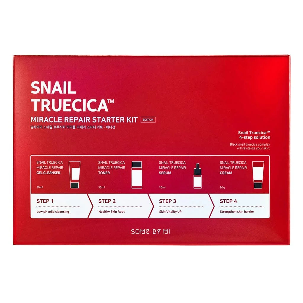 SOME BY MI Snail Truecica Miracle Repair Starter Kit  (Toner, Serum, Gel Cleanser  & Cream)