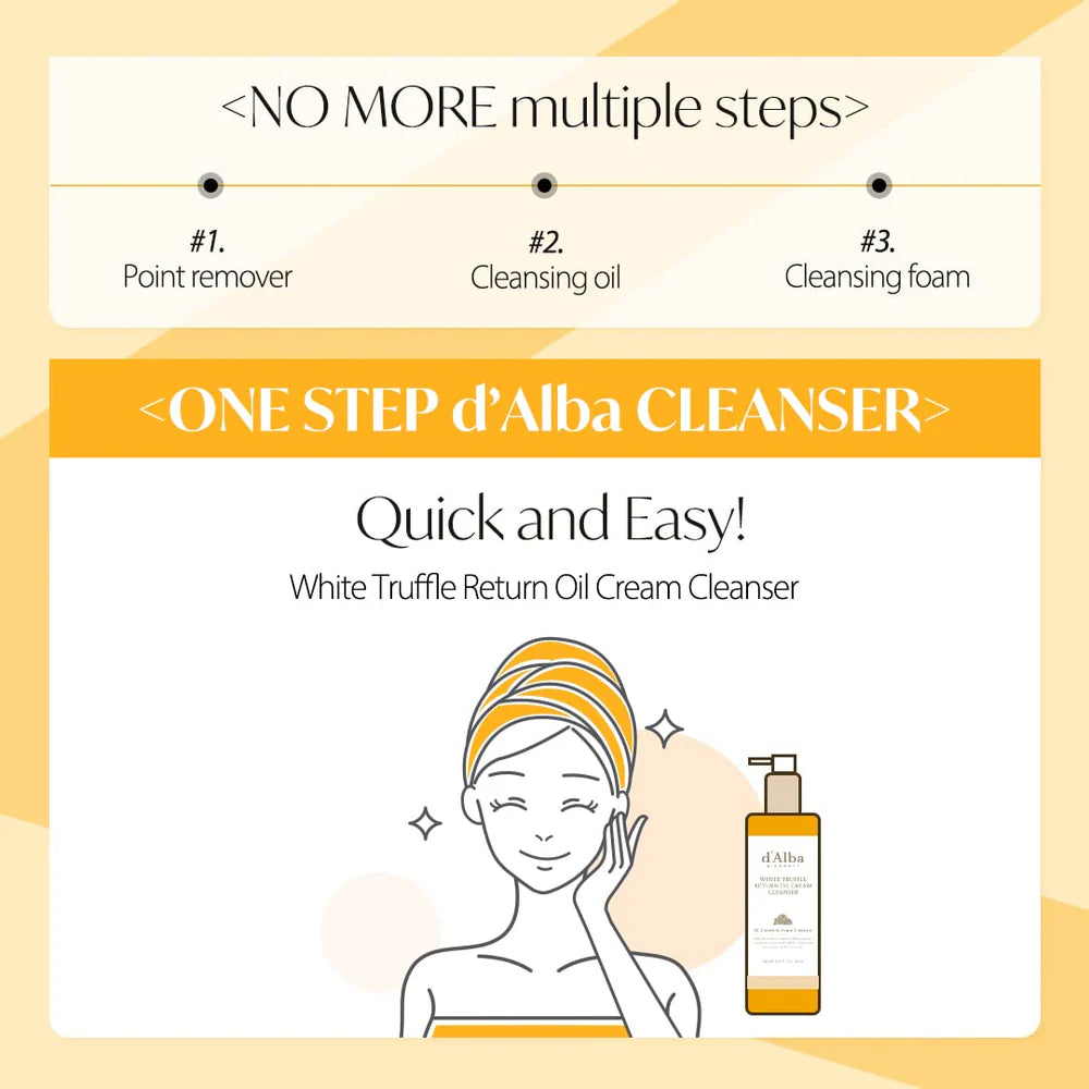 dâ€™Alba Piedmont Italian White Truffle Return Oil Cream Cleanser, Sebum & Makeup Removal, Hydrating, 150ml d'alba Piedmont