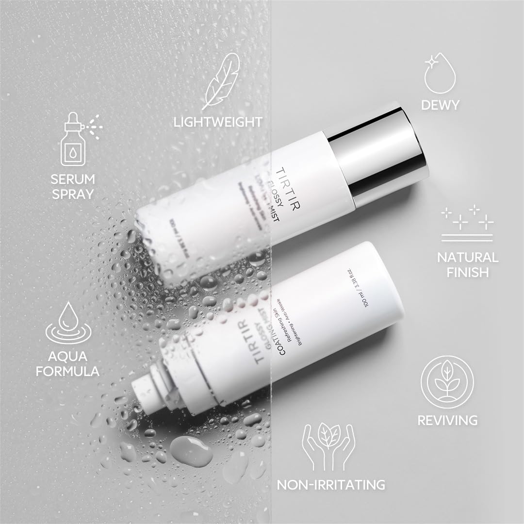 TIRTIR Glossy Coating Mist 100ml, Illuminating Polyglutamic Acid Face Mist for Fresh, Glowing Skin,Cooling, Soothing, Makeup Prep Spray tirtir
