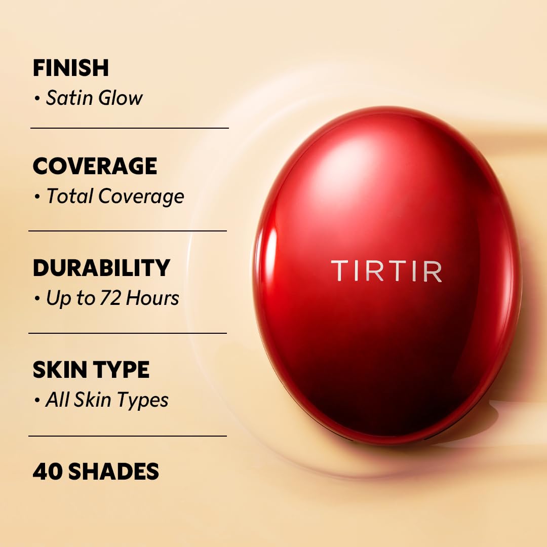 TIRTIR Mask Fit Red Cushion Foundation, Full coverage, Skin fit, Satin Glow Finish, Korean Cushion Foundation #29C TAUPE BEIGE, 4.5g TirTir