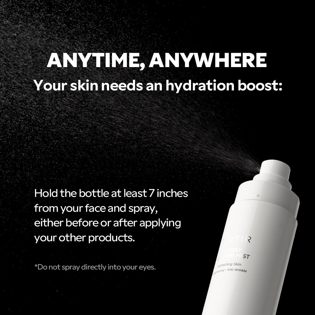 TIRTIR Glossy Coating Mist 100ml, Illuminating Polyglutamic Acid Face Mist for Fresh, Glowing Skin,Cooling, Soothing, Makeup Prep Spray tirtir