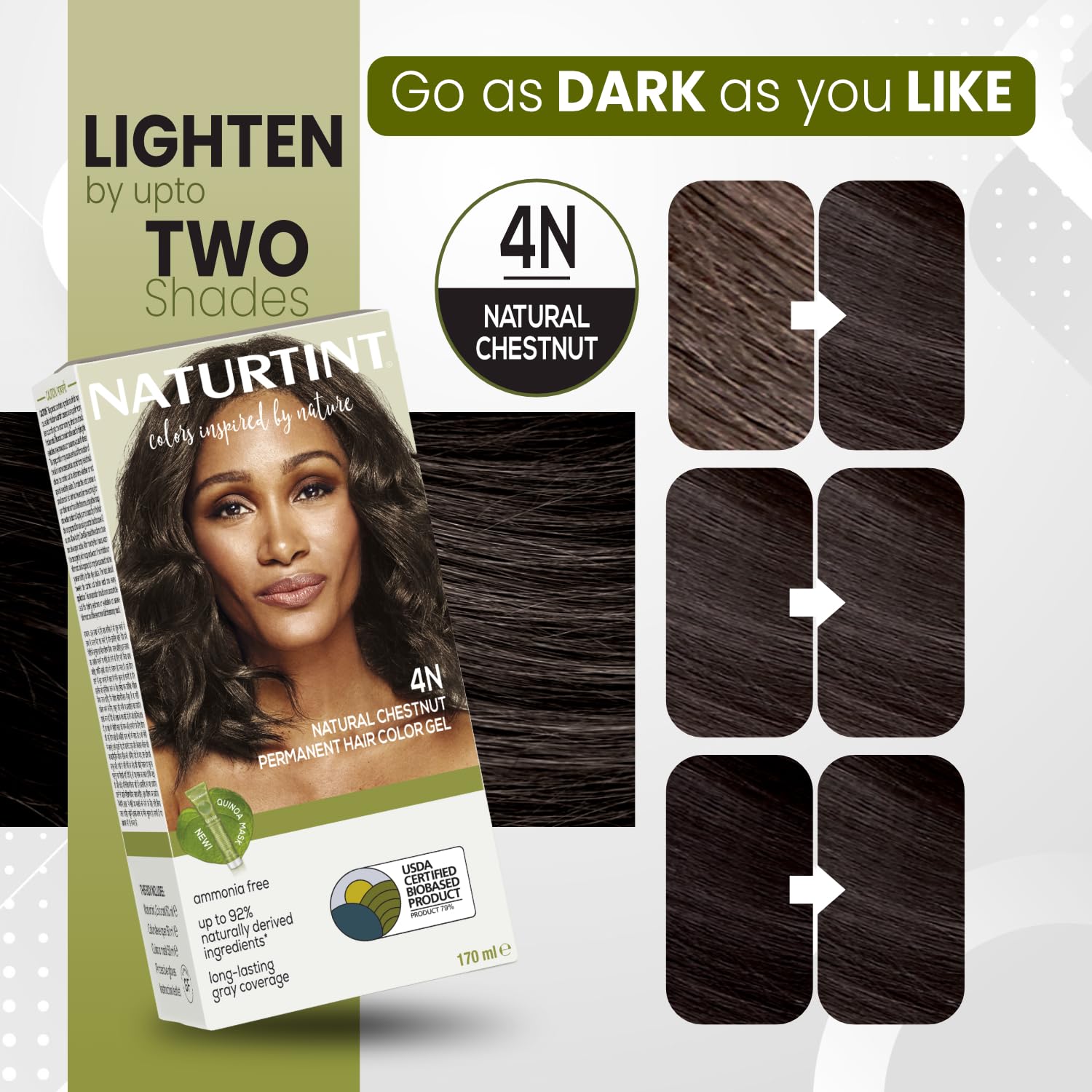 Naturtint Permanent Hair Colour Gel Mahogany Brown 4M | For Optimal Scalp Care | Long Lasting Hair Colour | Ammonia Free Vegan | No Parabens | Enriched with Olives & Organic Shea Butter NATURTINT