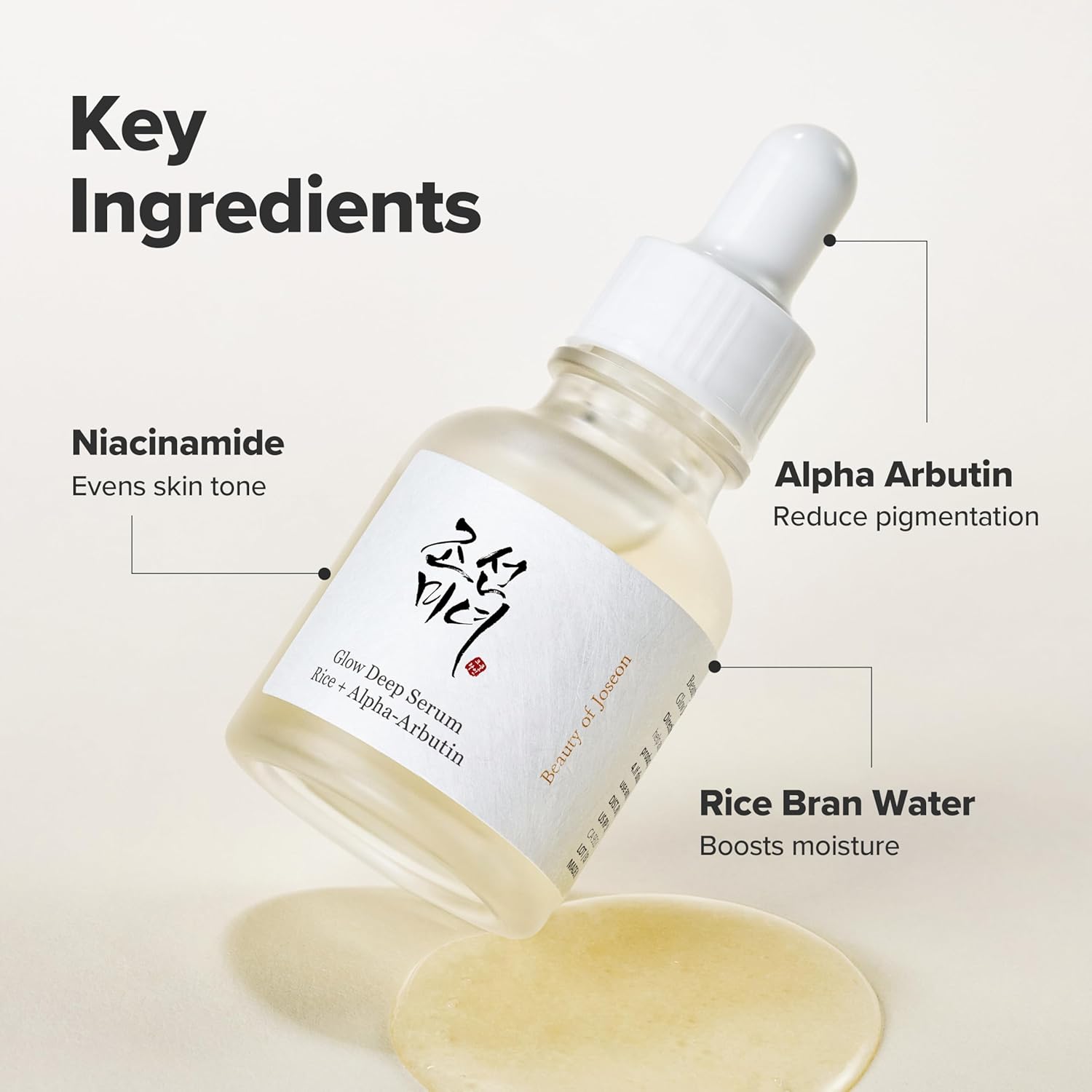Beauty of Joseon Glow Deep Serum Rice + Alpha-Arbutin, Korean Serum Brightens Dark Spots (30 ml) Beauty of Joseon