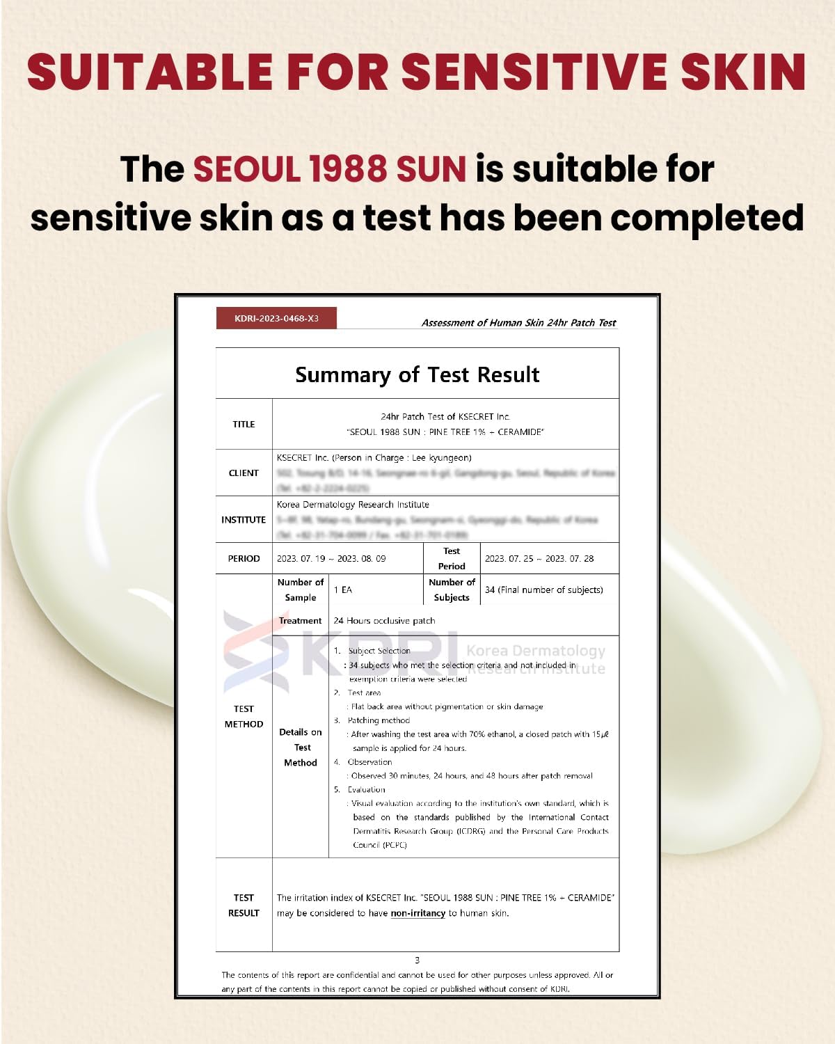K-SECRET Seoul 1988 Sun : Pine Tree + Ceramide, 50Ml | For Sensitive Skin | Korean Skincare | SPF 50+Pa++++ K-SECRET