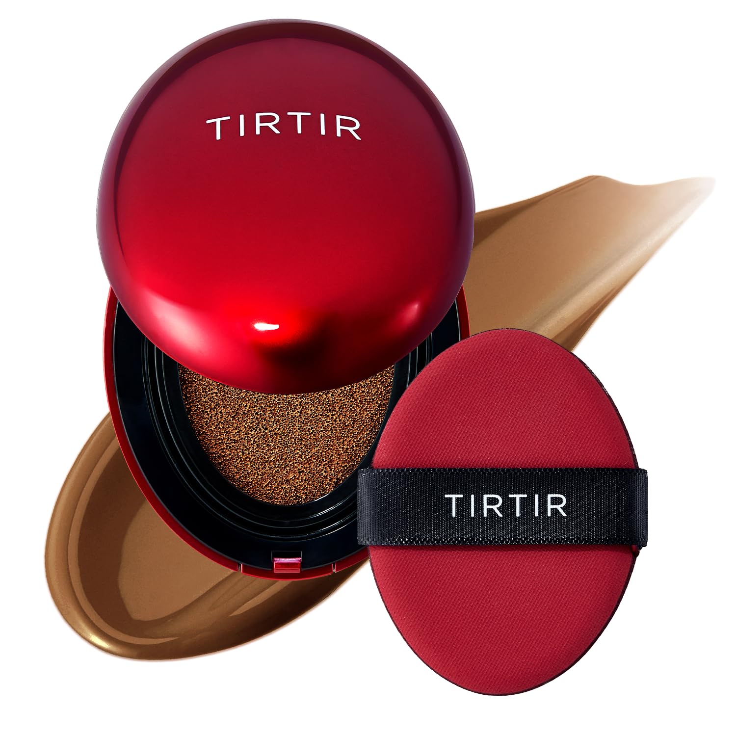 TIRTIR Mask Fit Red Cushion Foundation, Full coverage, Skin fit, Satin Glow Finish, Korean Cushion Foundation #45W CHESTNUT, 18g TirTir