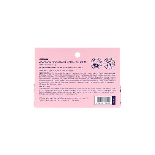 MIZON Collagenic Aqua Volume Lip Essence Treatment with Collagen Korean Lip Balm Moisturizing Soothing UV Protection No Fragrance - 10 ml Mizon