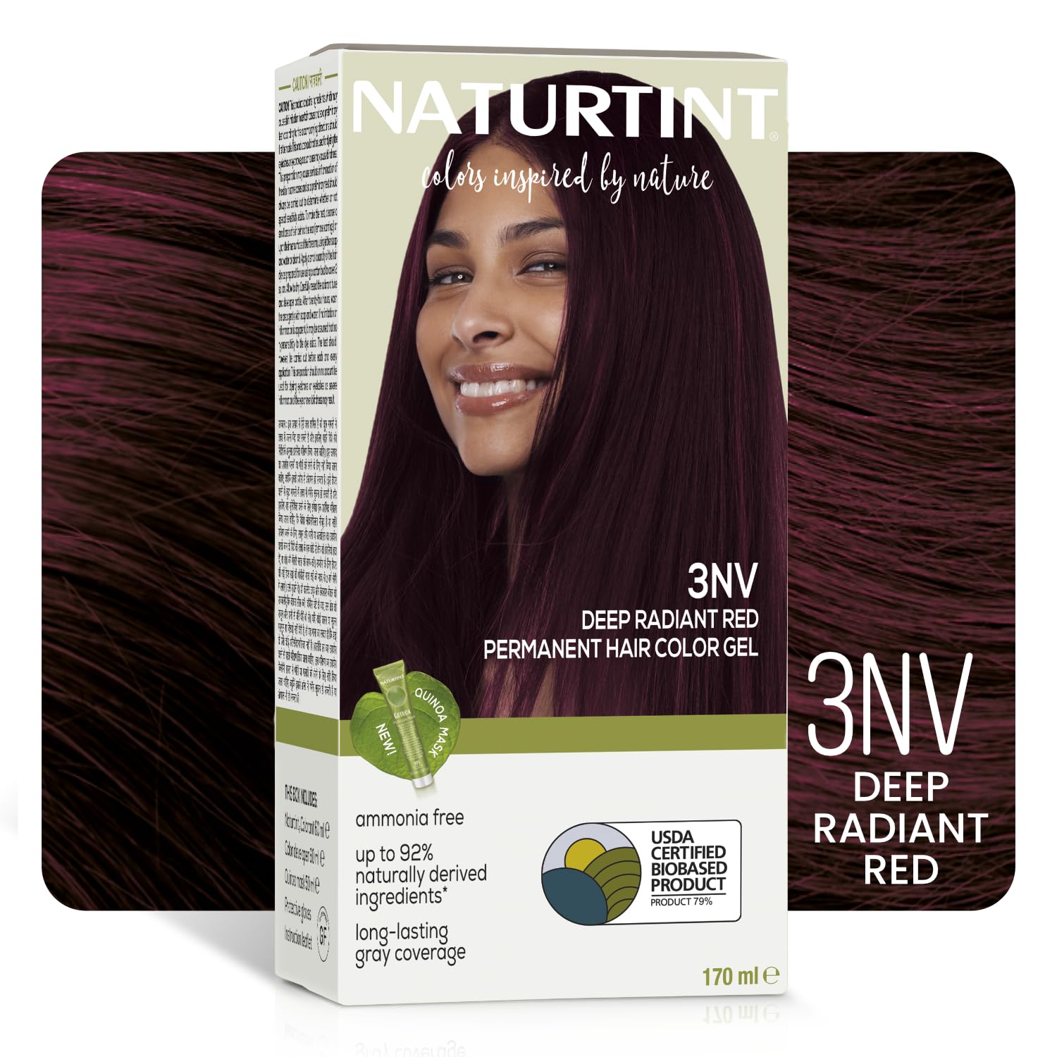 Naturtint Permanent Hair Colour Gel Burgundy 3NV | For Optimal Scalp Care | Long Lasting Hair Colour | Ammonia Free Vegan | No Parabens | Enriched with Olives & Organic Shea Butter NATURTINT