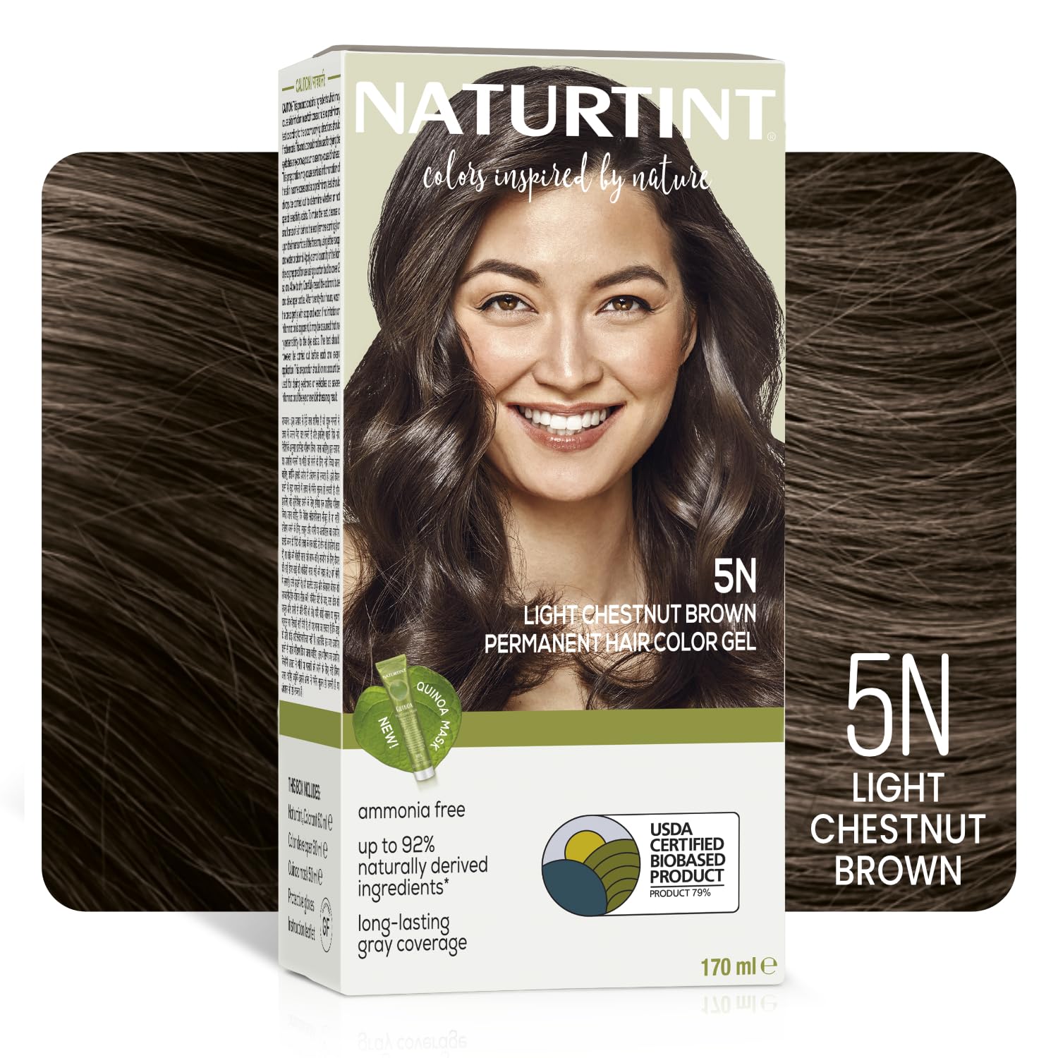 Naturtint Permanent Hair Colour Gel Light Brown 5N|For Optimal Scalp Care| Upto 100% Grey Coverage|Long Lasting Hair Colour|Ammonia Free Vegan| No Parabens| Enriched with Olives & Organic Shea Butter Beauty Matters