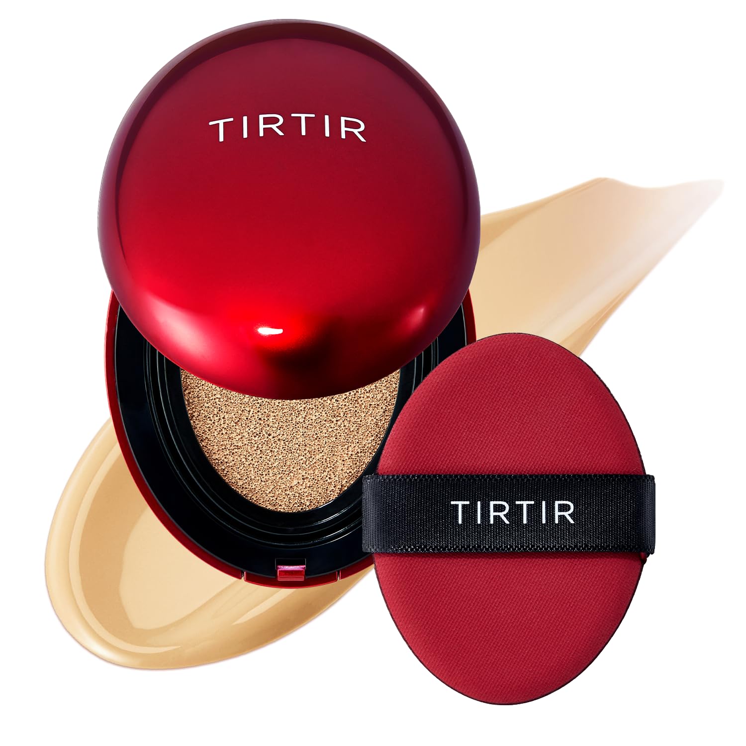 TIRTIR Mask Fit Red Cushion Foundation, Full coverage, Skin fit, Satin Glow Finish, Korean Cushion Foundation #22W SHEER BEIGE, 18g TirTir
