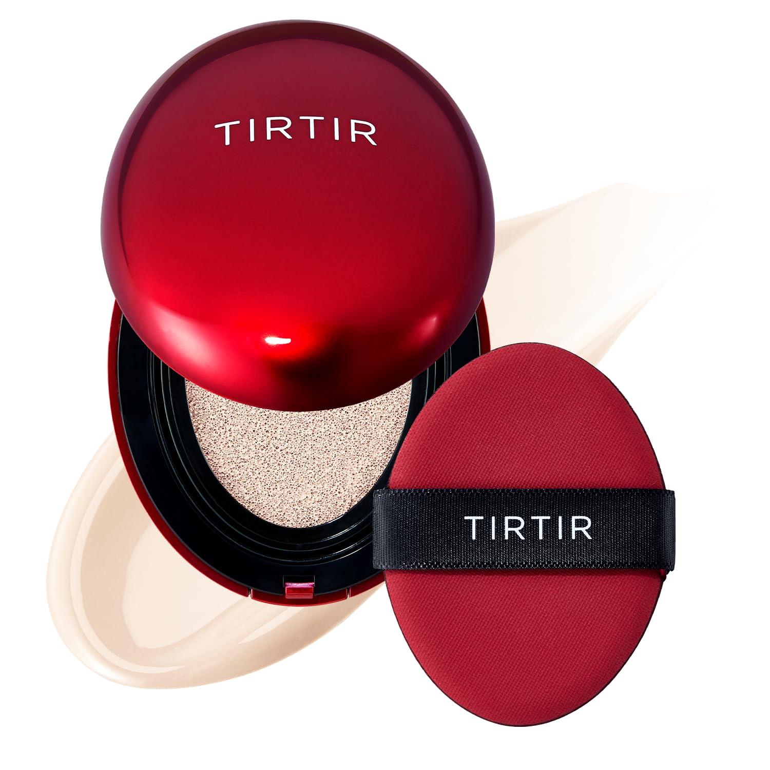 TIRTIR Mask Fit Red Cushion Foundation, Full coverage, Skin fit, Satin Glow Finish, Korean Cushion Foundation #10C SHELL, 4.5g TirTir