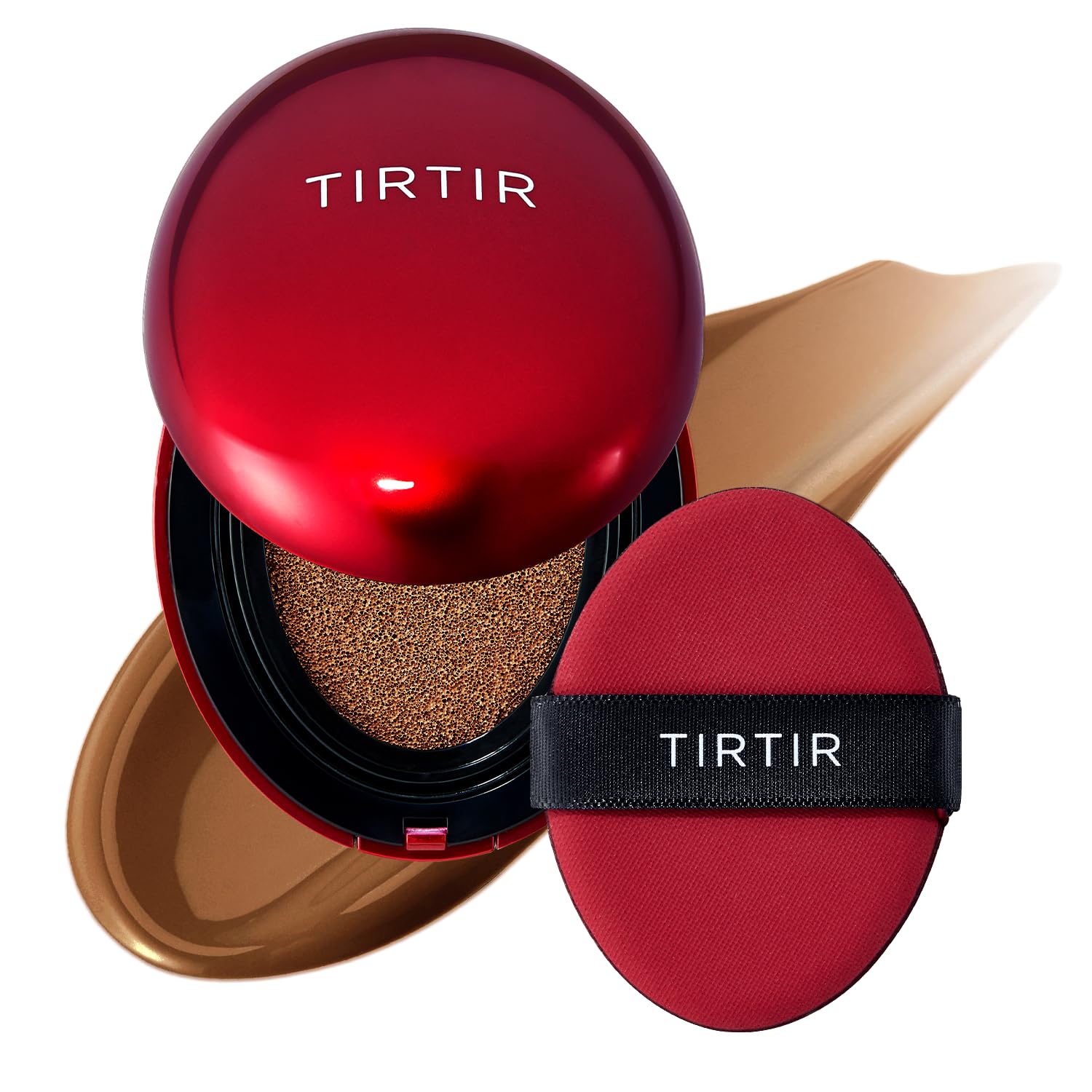TIRTIR Mask Fit Red Cushion Foundation, Full coverage, Skin fit, Satin Glow Finish, Korean Cushion Foundation #45N SADDLE BROWN, 4.5g TirTir