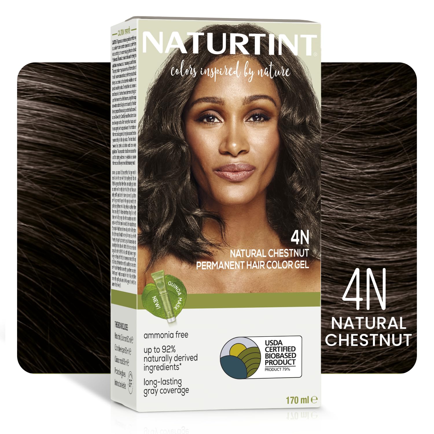 Naturtint Permanent Hair Colour Gel Natural Dark Brown 4N|For Optimal Scalp Care| Upto 100% Grey Coverage | Long Lasting Hair Colour | Ammonia Free Vegan| No Parabens| Enriched with Olives & Organic Shea Butter NATURTINT