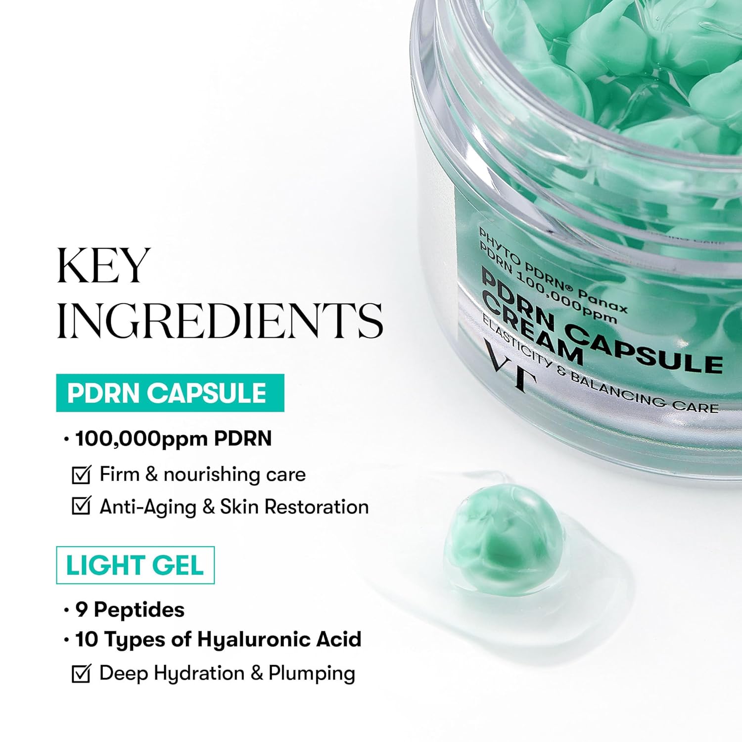 VT COSMETICS PDRN Capsule Cream 100, Hydrating Face Moisturizer with 100,000ppm PDRN, Hyaluronic Acid, 9 Peptides, Firming & Plumping Nourishing Cream, Korean Skin Care (1.69 fl. oz.) Beauty Matters