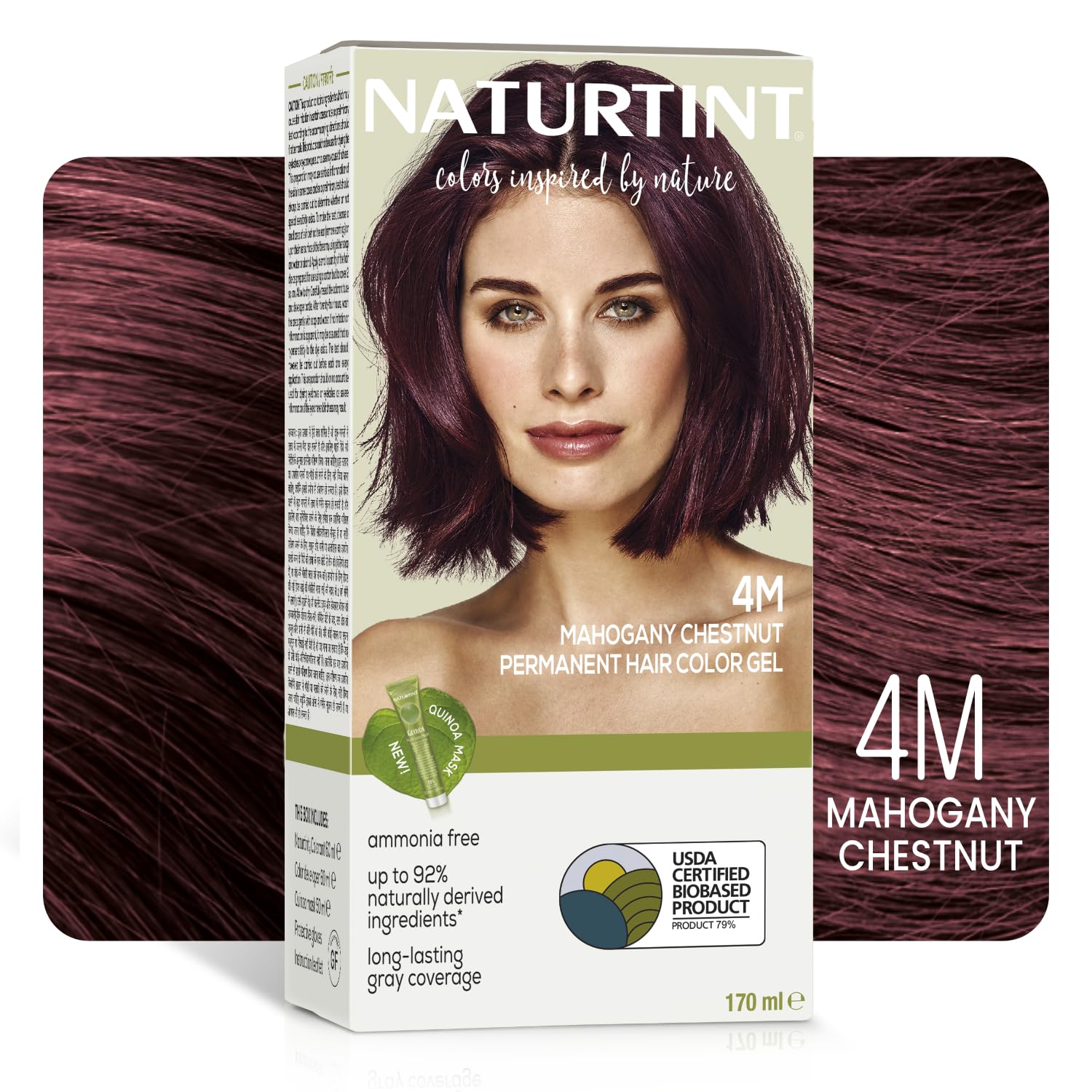 Naturtint Permanent Hair Colour Gel Mahogany Brown 4M | For Optimal Scalp Care | Long Lasting Hair Colour | Ammonia Free Vegan | No Parabens | Enriched with Olives & Organic Shea Butter NATURTINT