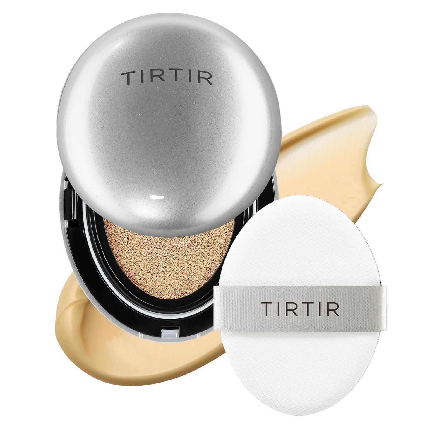 TIRTIR Mask Fit Aura Cushion Foundation, Full coverage, Skin fit, Satin Glow Finish, Korean Cushion Foundation #24W SOFT BEIGE, 18g TirTir