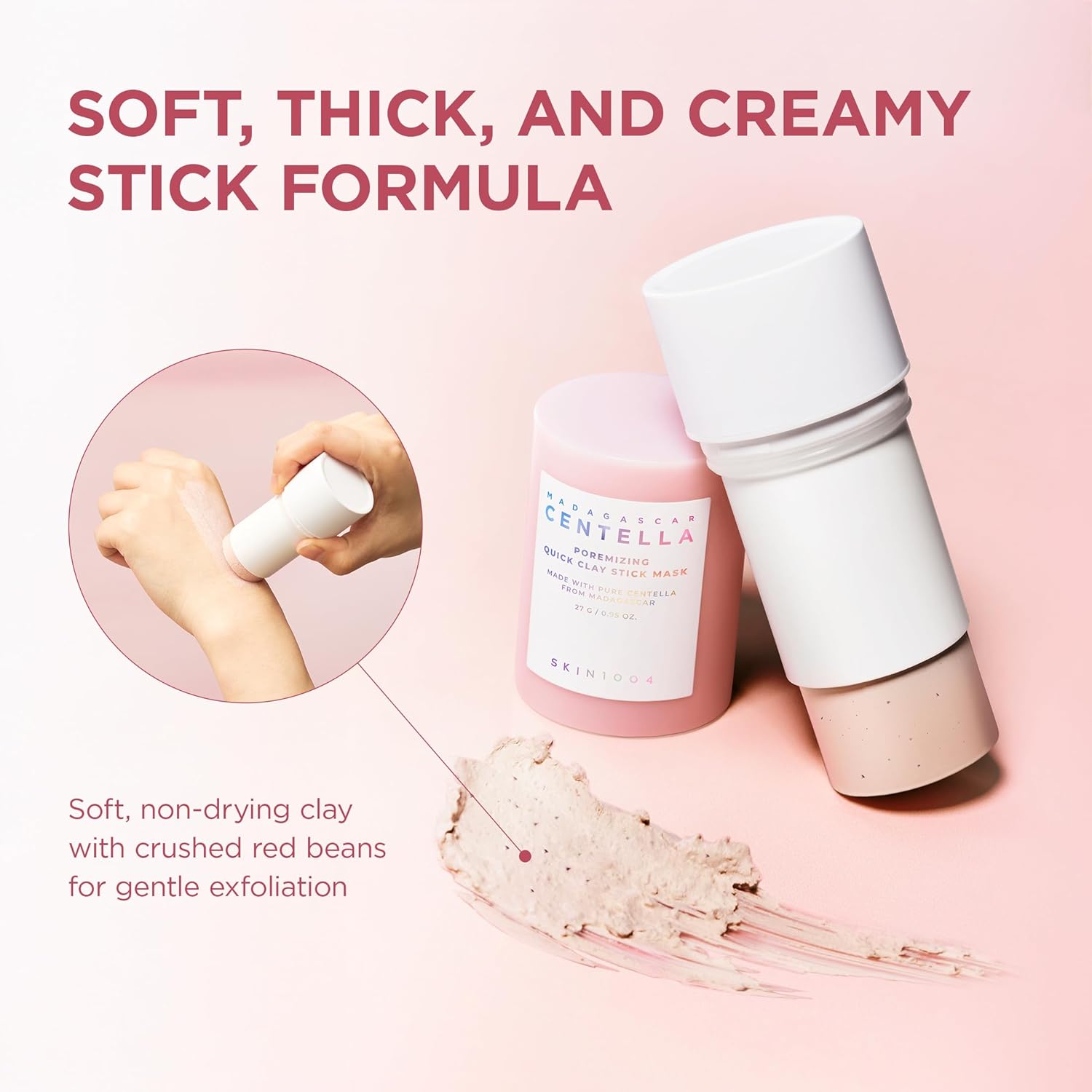 SKIN1004 Madagascar Centella Pore | Tightening Clay Stick Mask with Red Bean & 5 Clays, 27g SKIN1004