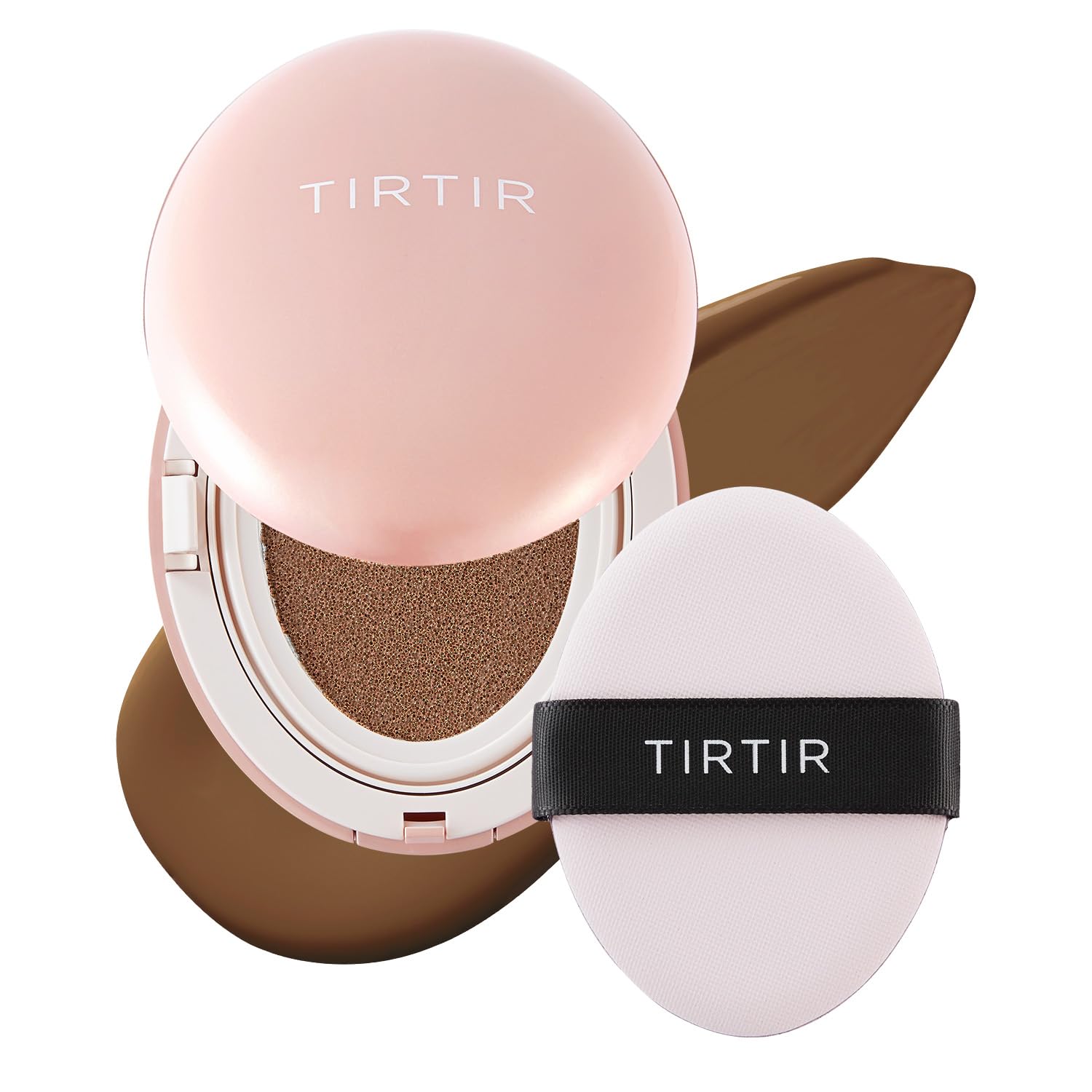 TIRTIR Mask All-Cover Cushion Foundation | Full coverage, Skin fit, Satin Glow Finish | Korean Cushion Foundation #43N DEEP COCOA | 18g TirTir