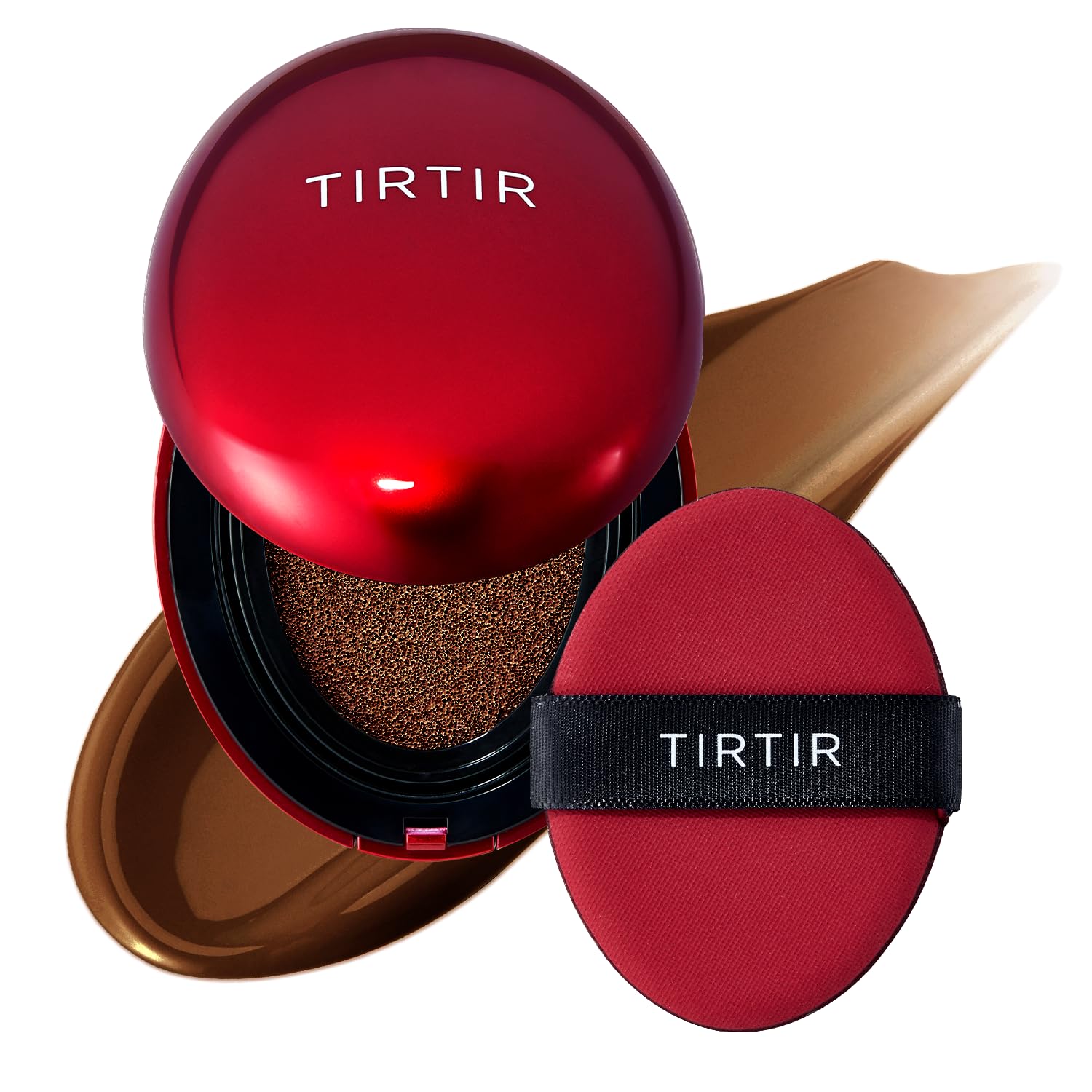 TIRTIR Mask Fit Red Cushion Foundation, Full coverage, Skin fit, Satin Glow Finish, Korean Cushion Foundation #47N EBONY, 18g TirTir
