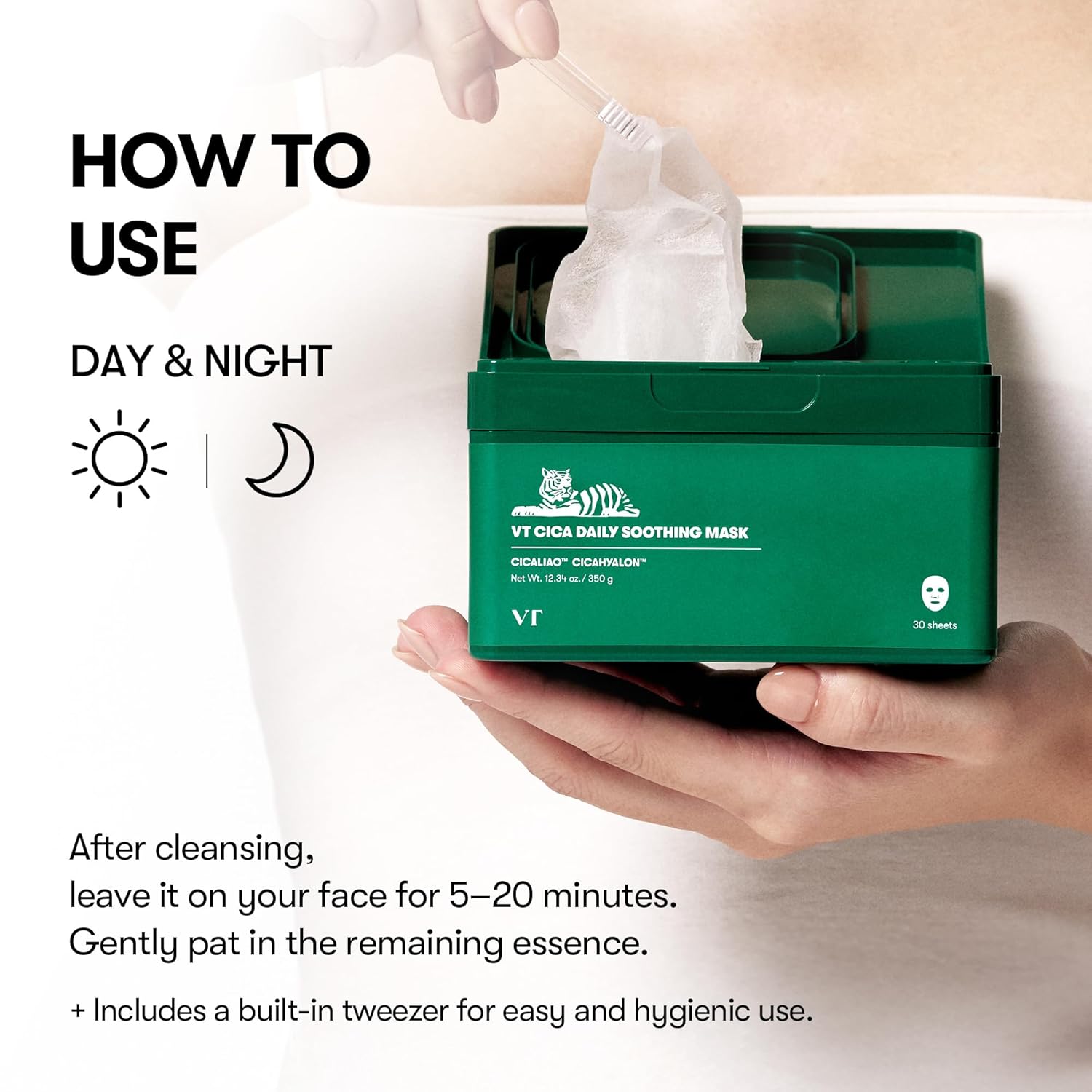 VT COSMETICS Daily Soothing Mask 30ea, Facial Sheet Mask Pick and Quick Dispenser Type Refreshing Moisturizing Korean Face Mask VT COSMETICS