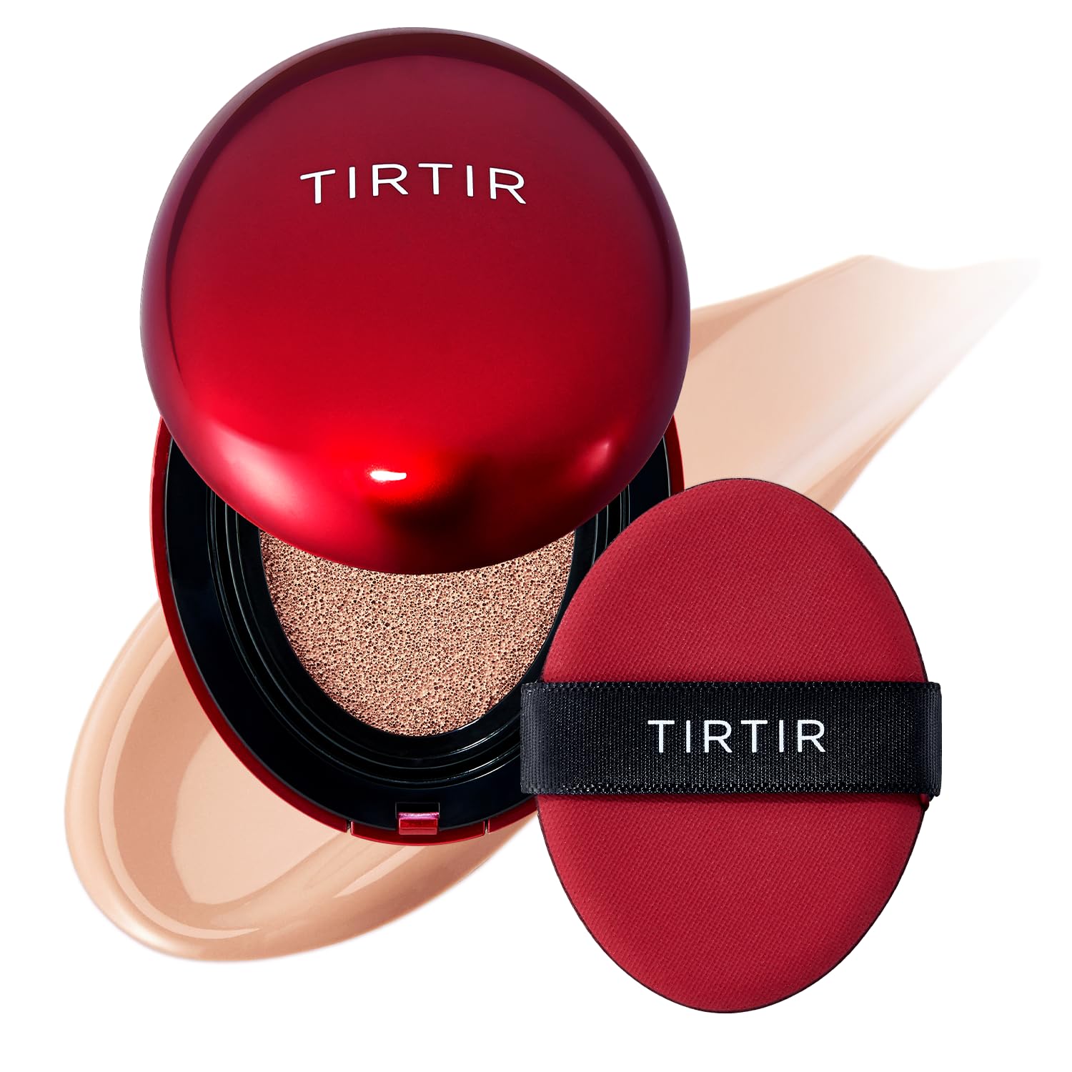 TIRTIR Mask Fit Red Cushion Foundation, Full coverage, Skin fit, Satin Glow Finish, Korean Cushion Foundation #22C PEACH BEIGE, 18g TirTir