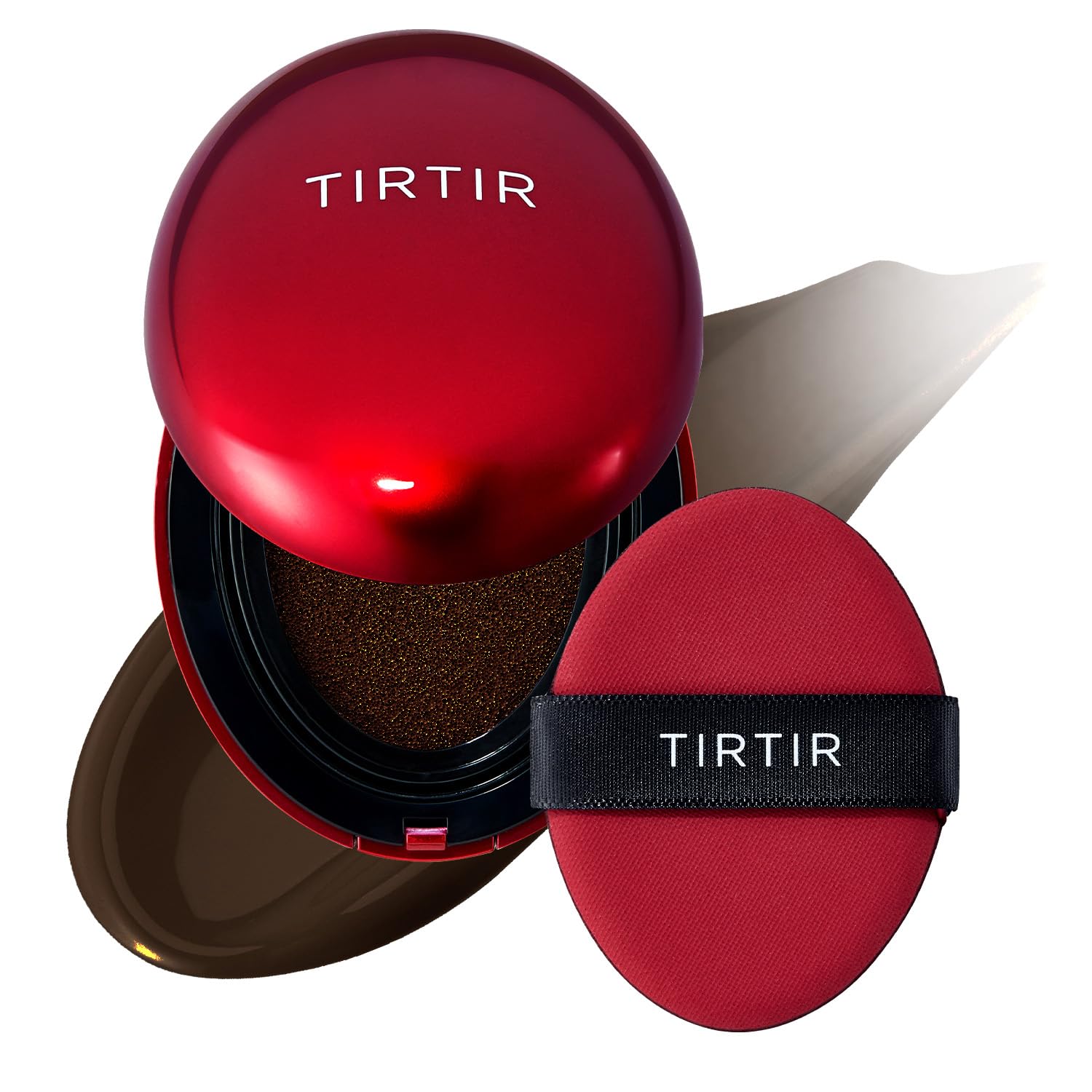 TIRTIR Mask Fit Red Cushion Foundation, Full coverage, Skin fit, Satin Glow Finish, Korean Cushion Foundation  #55N ESPRESSO, 4.5g TirTir