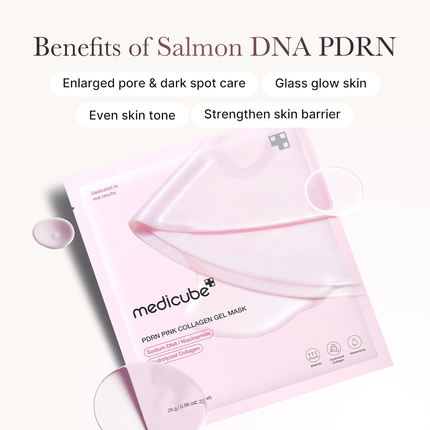 medicube Salmon DNA PDRN pink collagen jelly gel mask | overnight face mask for glass glow skin- elasticity, hydrating, firming and moisturizing | korean skincare, 28 g medicube