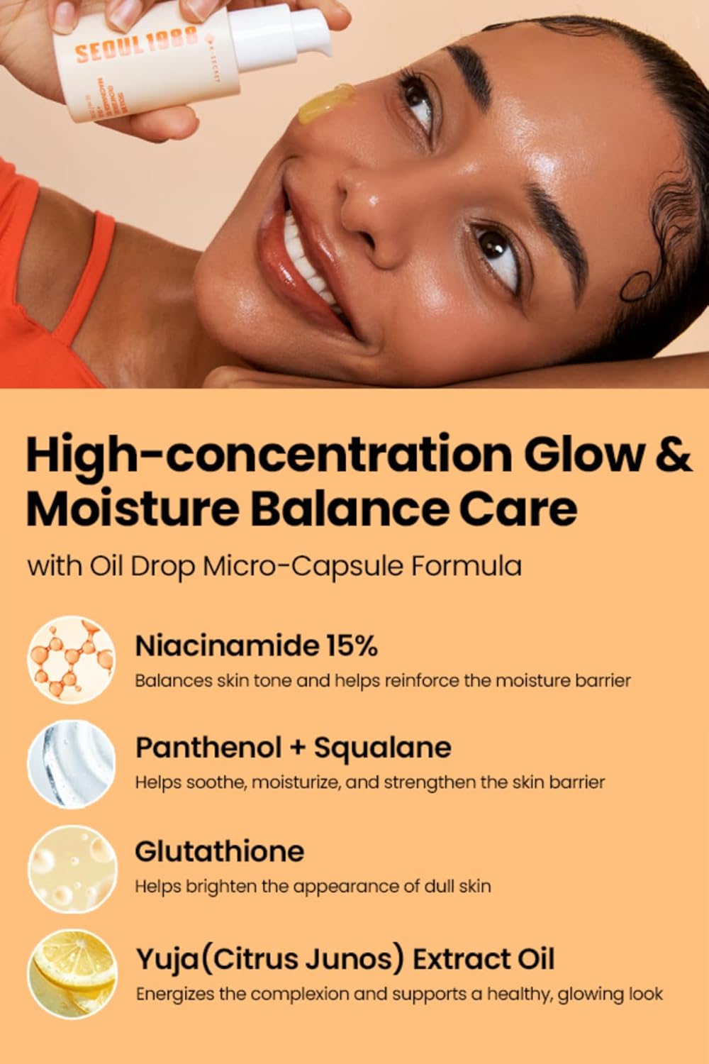 K-SECRET SEOUL 1988 Niacinamide Glow Serum â€“ Formulated with 15% Niacinamide and Yuja | Hydrating Facial Serum for Dark Spots, Uneven Skin Tone | Korean Skincare, 30ml K-SECRET