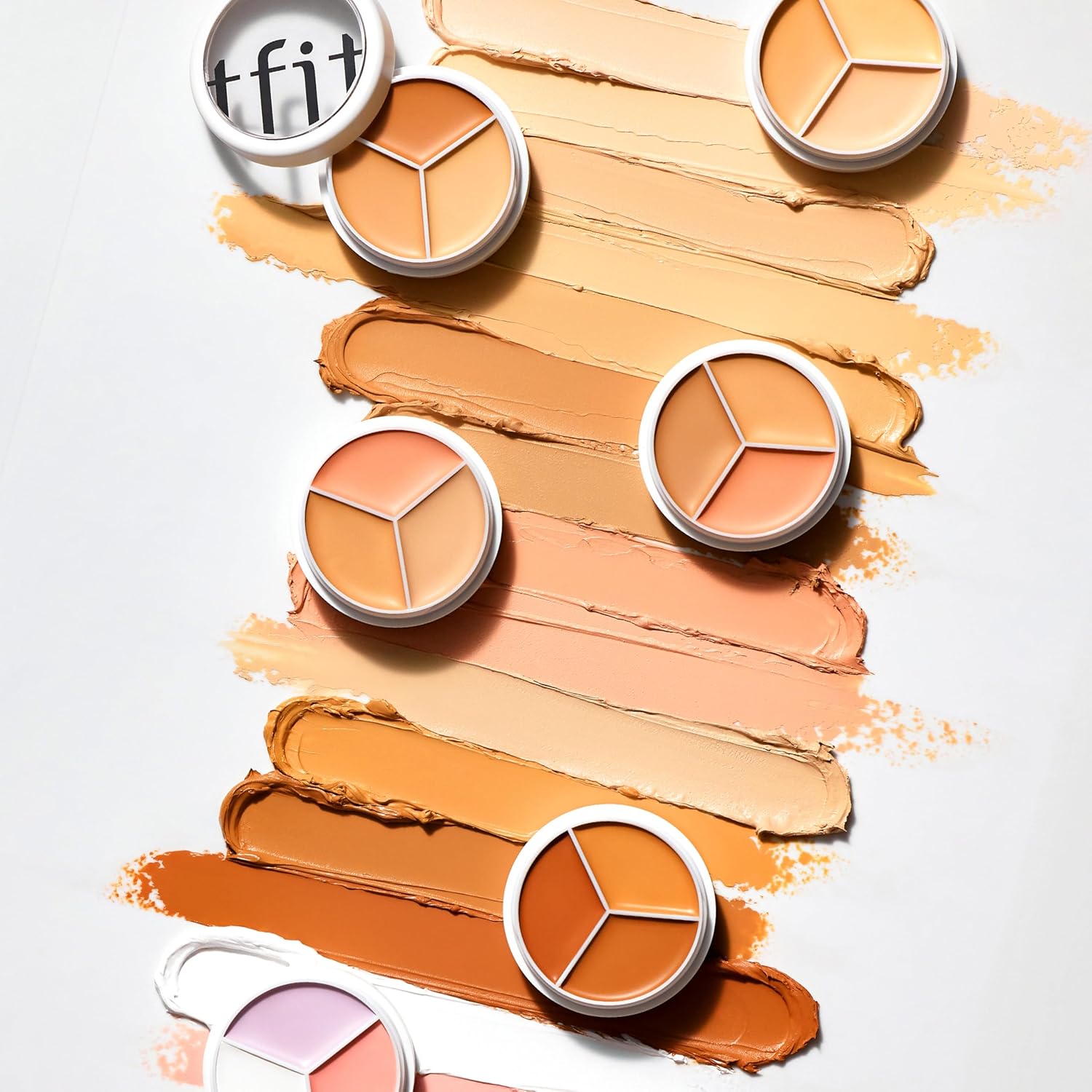 TFIT Multi-Use Pot Concealer - Triple Palette | High-Pigmented, Full Coverage & Crease-Proof | Korean Concealer for Dark Circles, Redness & Blemishes (05 Deep, 0.52 Oz) Beauty Matters