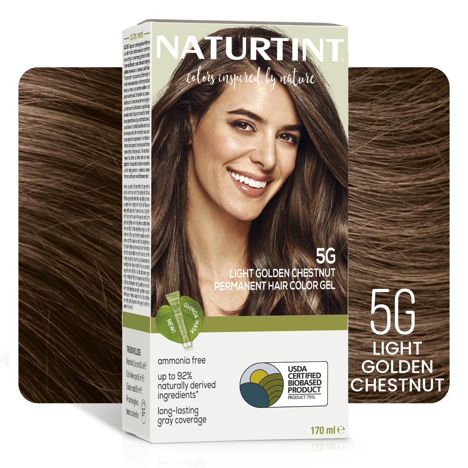 Naturtint Permanent Hair Colour Gel Light Golden Chestnut 5G | For Optimal Scalp Care | Long Lasting Hair Colour | Ammonia Free Vegan | No Parabens | Enriched with Olives & Organic Shea Butter NATURTINT