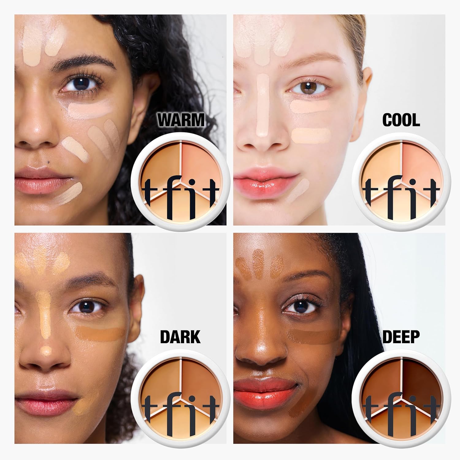 TFIT Multi-Use Pot Concealer - Triple Palette | High-Pigmented, Full Coverage & Crease-Proof | Korean Concealer for Dark Circles, Redness & Blemishes (05 Deep, 0.52 Oz) Beauty Matters