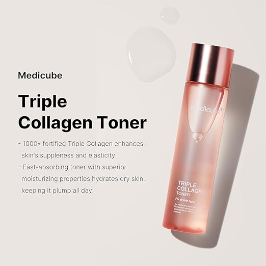 Medicube Triple Collagen Toner - Hydrolyzed, Atelo, & Soluble Collagen for Deep Hydration & Plump Skin - Fast-Absorbing Formula for All-Day Suppleness | 140ml medicube