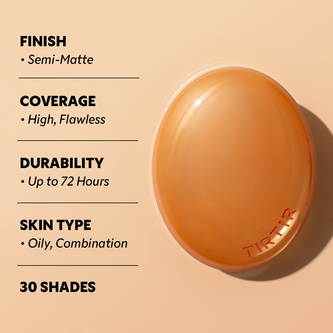 TIRTIR Mask Fit Ai Filter Cushion Foundation | AI-Like Semi-Matte Finish - Up to 72-Hour Medium to Full Coverage Korean BB Cushion Make up Beauty, #45W Chestnut, 0.63 Fl Oz TIRTIR