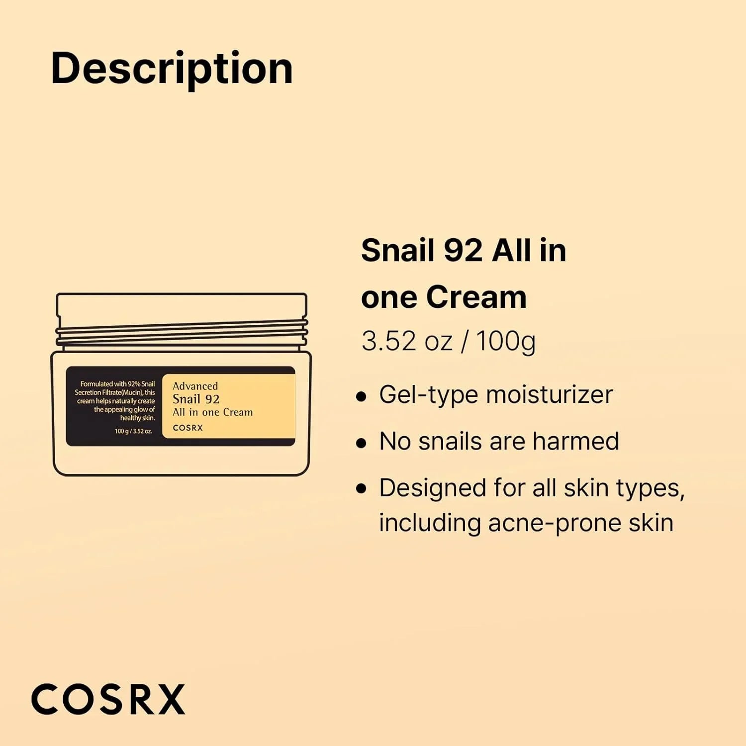Cosrx Advanced Snail 92 All In One Cream (100Ml) Cosrx