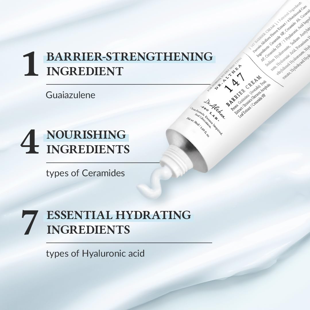 Dr.Altheas 147 Barrier Cream | Daily Skin Barrier Care | Deep Hydrating with Hyaluronic Acid & Ceramides | Korean Vegan Skincare for All Skin Types | 50 ml Beauty Matters
