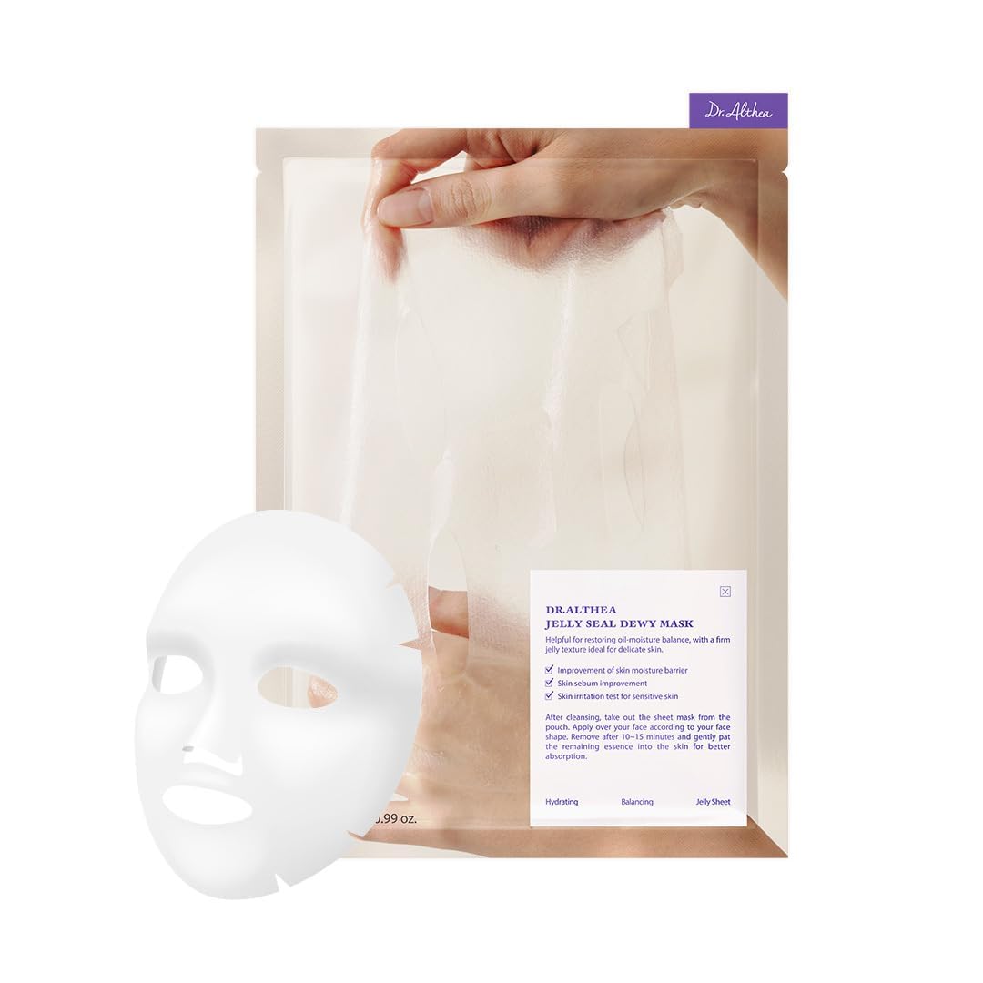 Dr. Althea Jelly Seal Dewy Mask | Hydrating & Radiance Boosting Sheet Mask with PhytoPDRN Lotus | Vegan Korean Skincare | 28g x 4 Sheets Dr.Althea