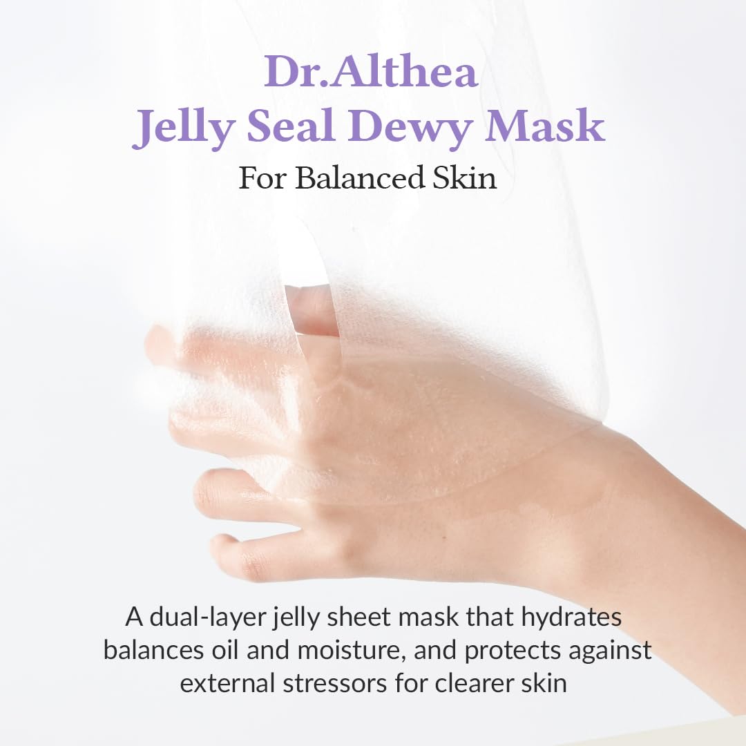 Dr. Althea Jelly Seal Dewy Mask | Hydrating & Radiance Boosting Sheet Mask with PhytoPDRN Lotus | Vegan Korean Skincare | 28g x 4 Sheets Dr.Althea
