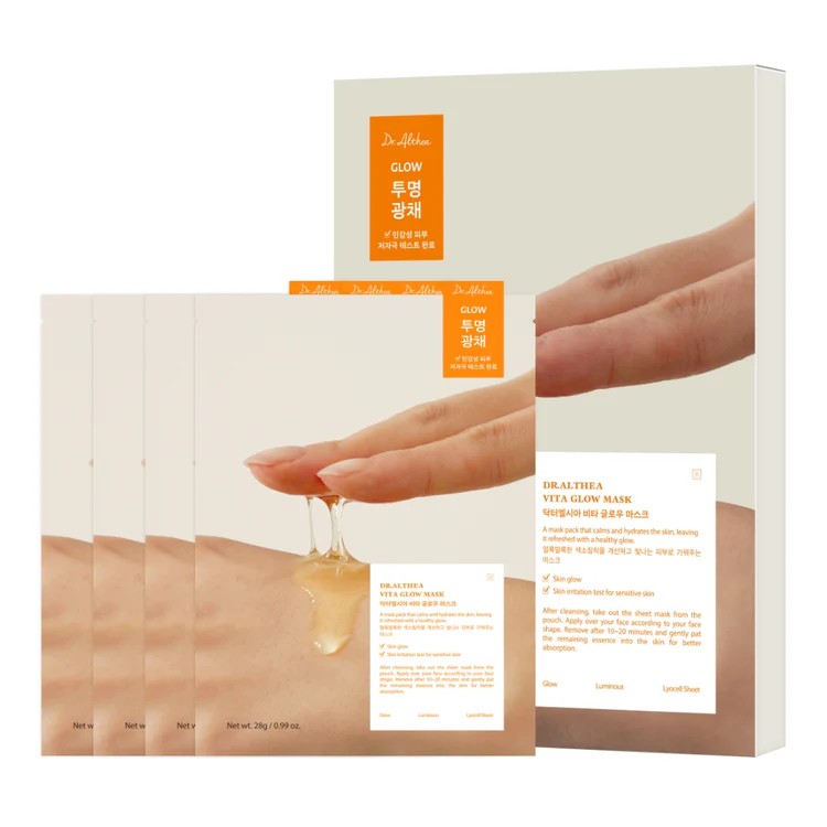 Dr.Althea Vita Glow Mask | Vegan Korean Skincare | 28g x 4 Sheet Dr.Althea