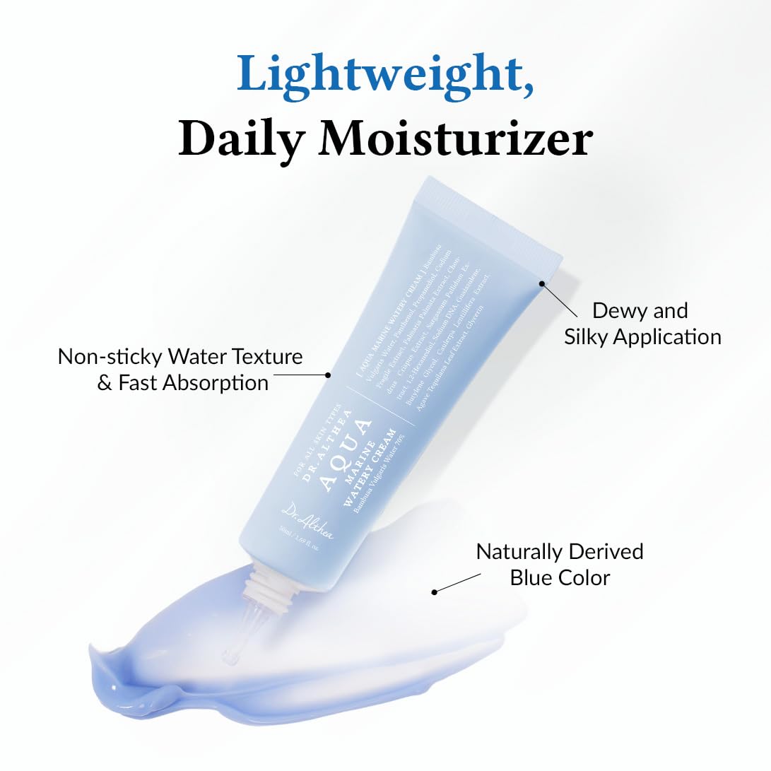Dr.Althea Aqua Marine Watery Cream | Daily Face Moisturizer for All Skin Types | Deep Hydration Face Cream with Hyaluronic Acid | Vegan Korean Skincare | 50ml Dr.Althea