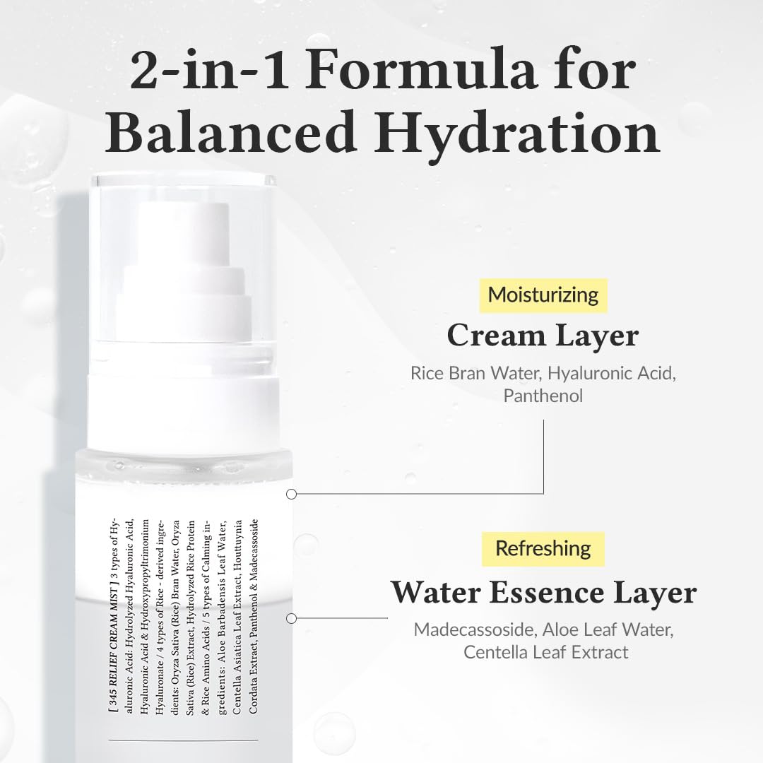 Dr.Althea 345 Relief Cream Mist | Hydrating Facial Mist with Rice Extract | Soothing Care for Sensitive Skin | Vegan Korean Skincare, 100ml Dr.Althea