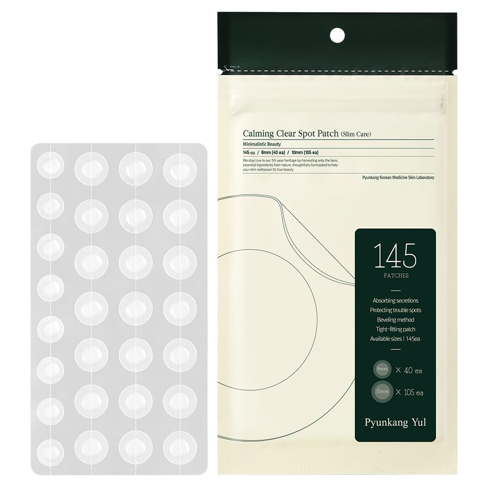 [PKY] Pyunkang Yul Calming Clear Spot Patch Slim Care, Hydrocolloid Acne & Pimple Patch with Centella, Tea Tree & Houttuynia, Invisible Oval Stickers for Blemishes, 145 Pcs (2 Sizes) Mizon