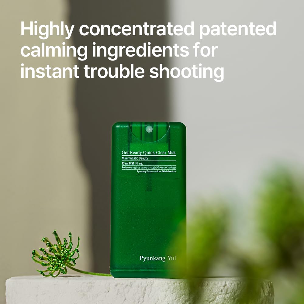 [PKY] Pyunkang Yul Ultimate Get Ready Quick Clear Mist for Sensitive Skin, Intensely Calms & Soothes Redness with Cica & Tea Tree, Compact size, Korean Skincare (15ml) Mizon