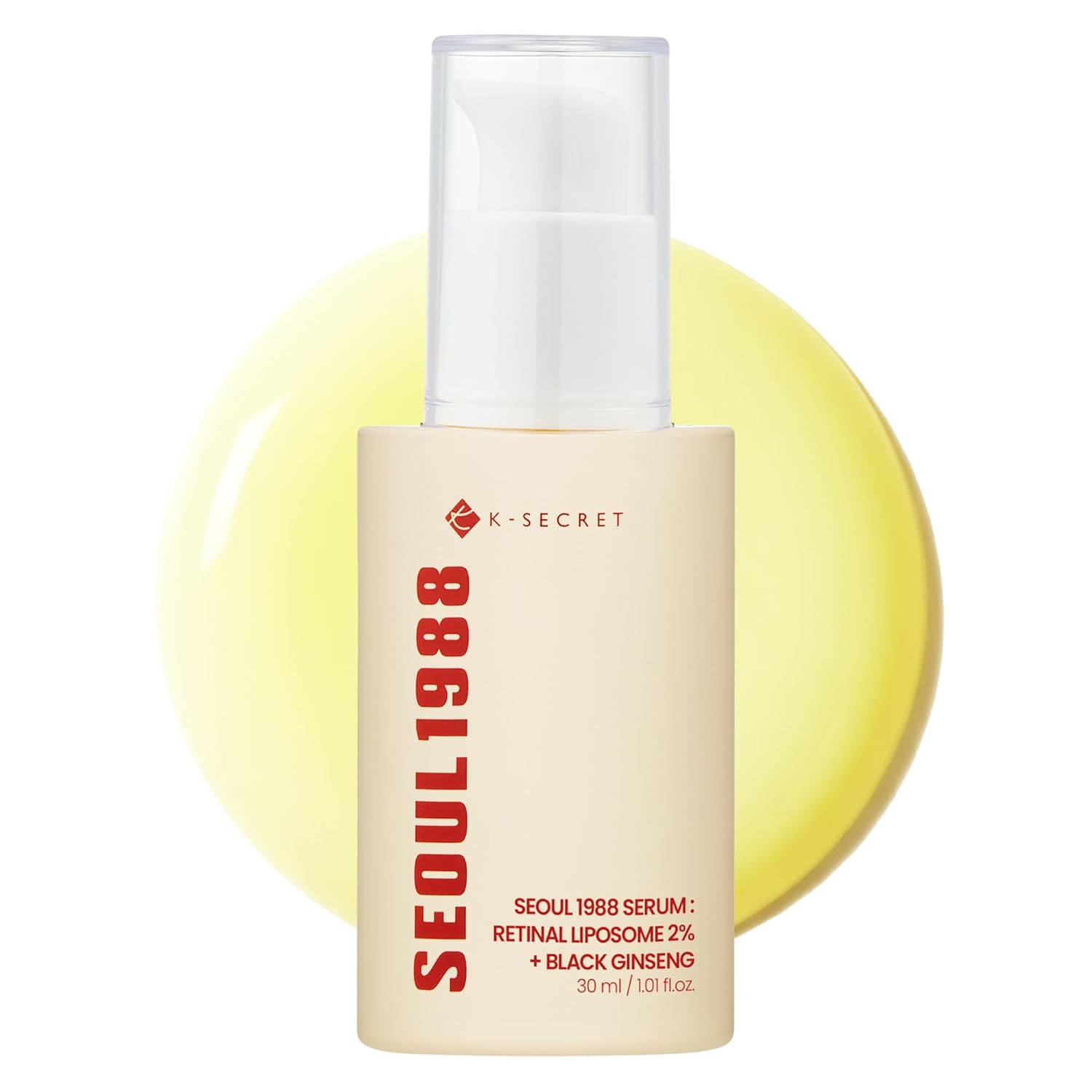 K-SECRET SEOUL 1988 Serum : Retinal Liposome 2% + Black Ginseng, 30ml | 58% Black Ginseng Extract | Retinal serum, Bakuchiol, Vitamin C & 3Peptides for Wrinkle Care | Korean Skincare K-SECRET