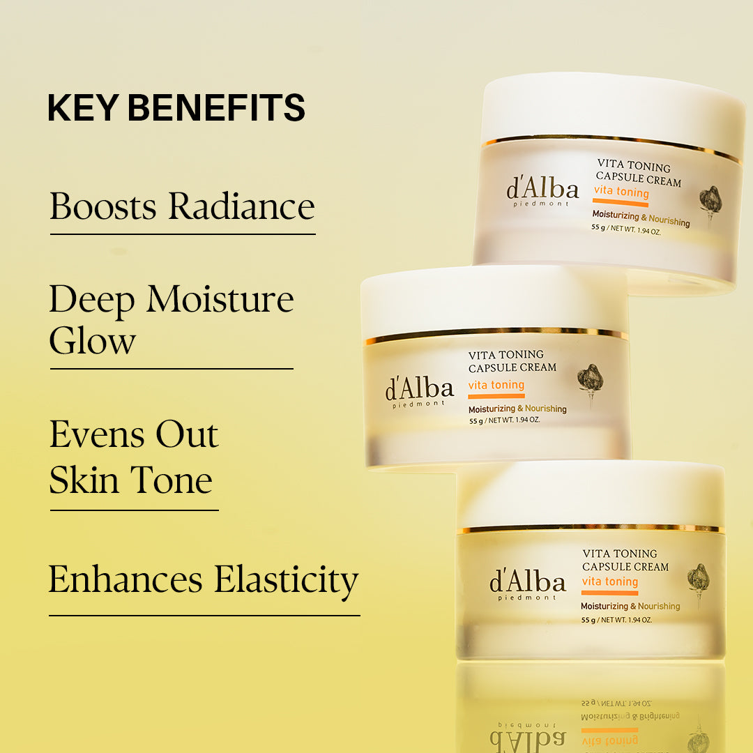 d'Alba Piedmont Vita Toning capsule Cream, Deep Hydration, Glass Skin with Vita-Cera Oil Capsules, 55g d'alba Piedmont
